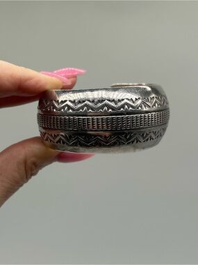 Vintage Allison Snowhawk Lee Navajo Sterling Silver Cuff Bracelet